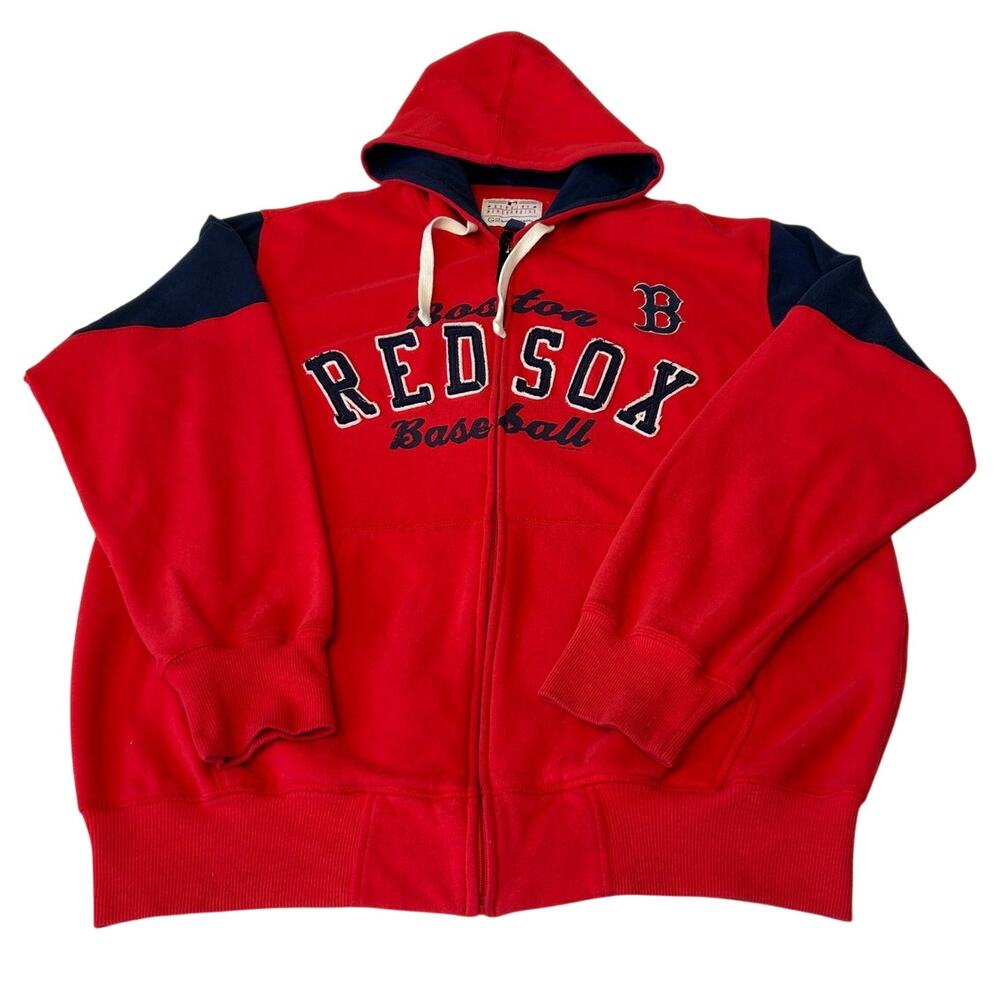 GIII Genuine Merchandise Men's Red Sox Hooded Sweatshirt Sz L Red Full Zip